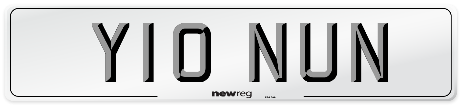 Y10 NUN Number Plate from New Reg